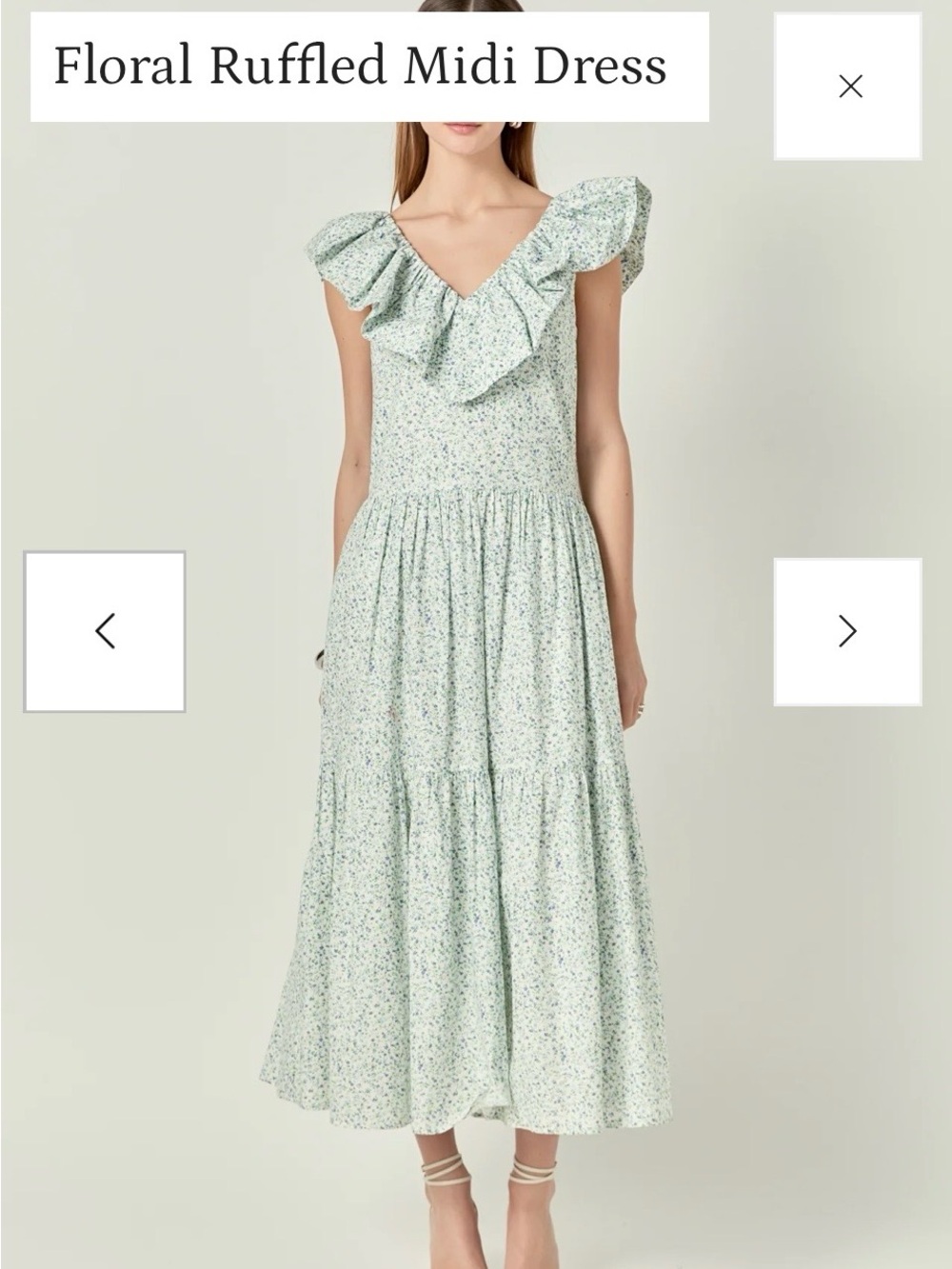 English Factory Mint Floral Ruffle Midi Dress Spring Cottagecore Easter
